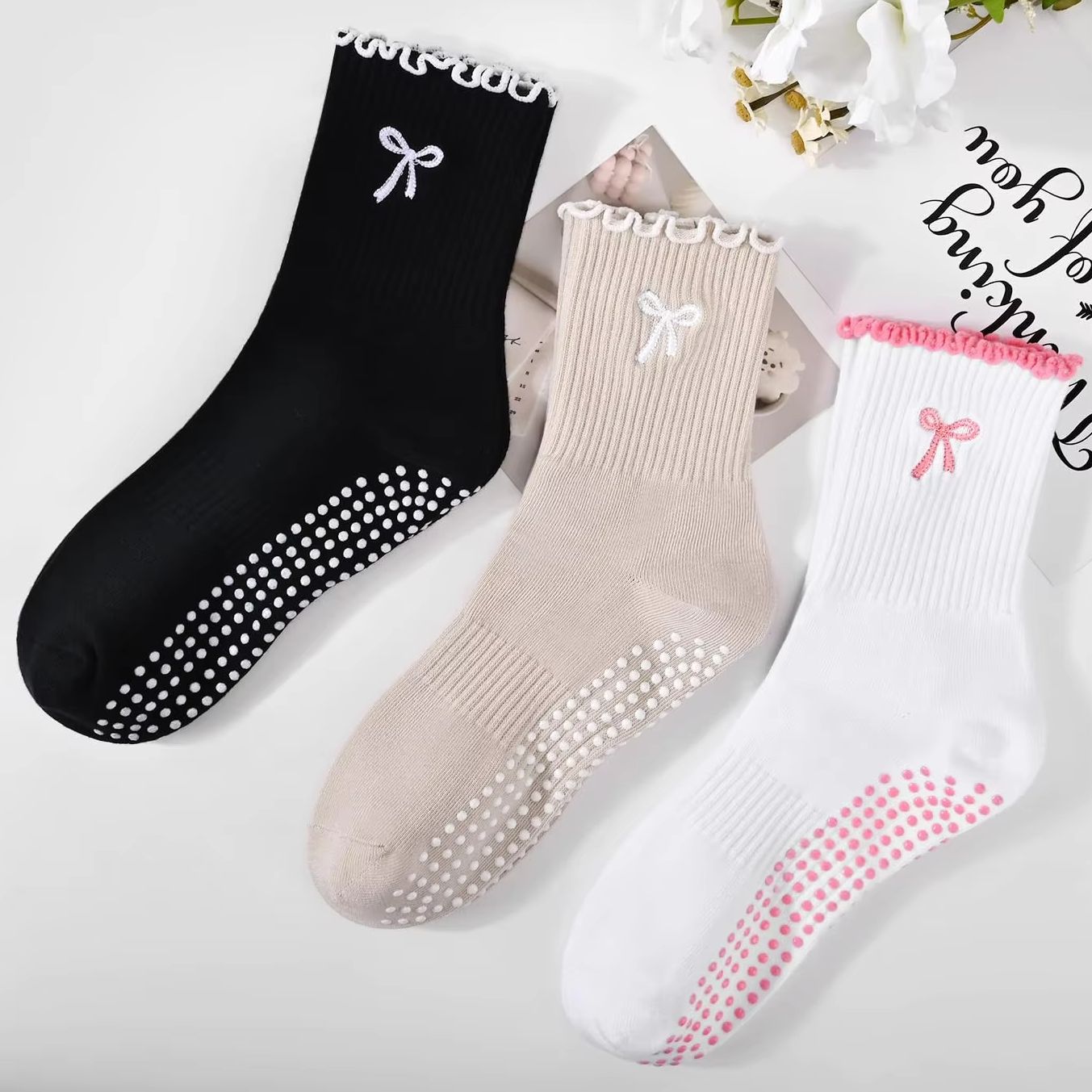 3 Pairs of Anti-Slip Grip Pila - Medias Para Pilates Y Yoga 评论和价格