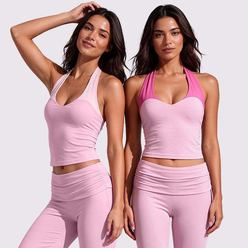 Women Color Block Halter Yoga  - Pilate Yoga Workout 评论和价格
